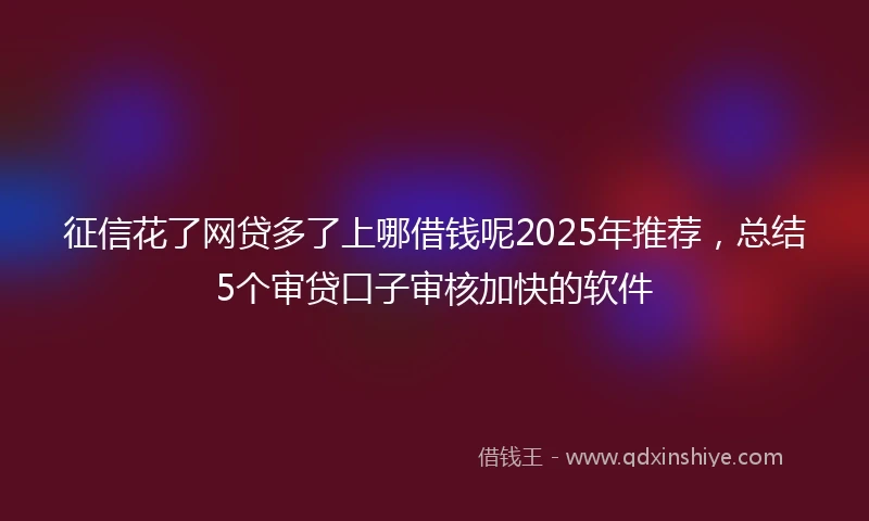 征信花了网贷多了上哪借钱呢2025年推荐，总结5个审贷口子审核加快的软件
