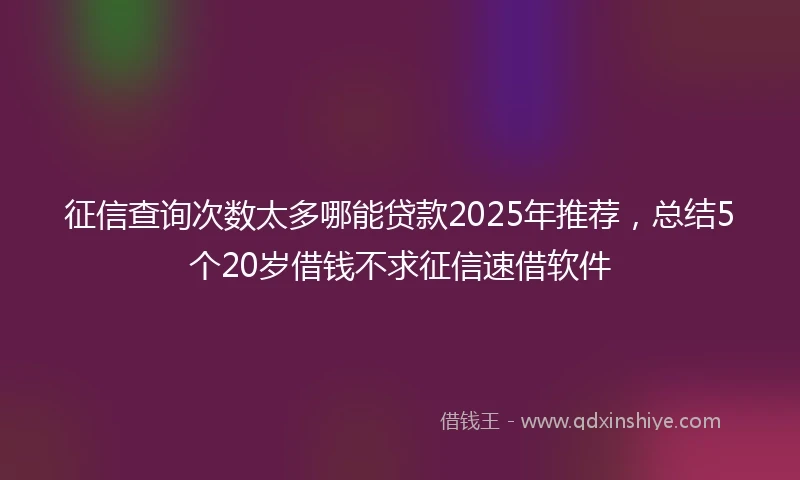 征信查询次数太多哪能贷款2025年推荐，总结5个20岁借钱不求征信速借软件