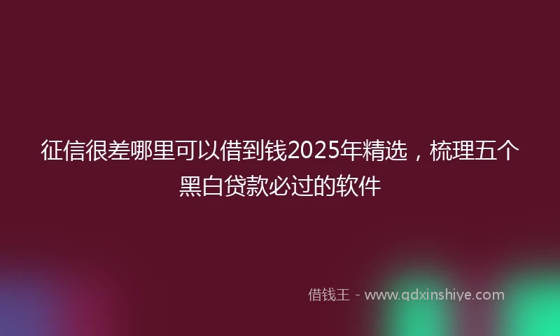 征信很差哪里可以借到钱2025年精选，梳理五个黑白贷款必过的软件