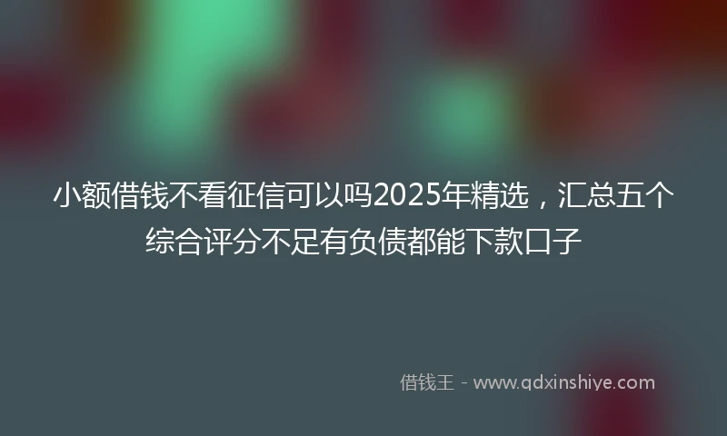 小额借钱不看征信可以吗2025年精选，汇总五个综合评分不足有负债都能下款口子