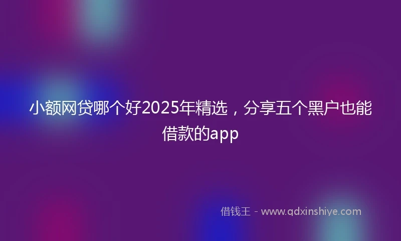 小额网贷哪个好2025年精选，分享五个黑户也能借款的app