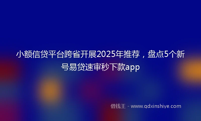 小额信贷平台跨省开展2025年推荐，盘点5个新号易贷速审秒下款app