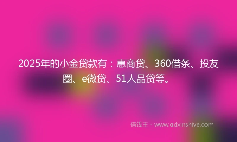 2025年的小金贷款有：惠商贷、360借条、投友圈、e微贷、51人品贷等。