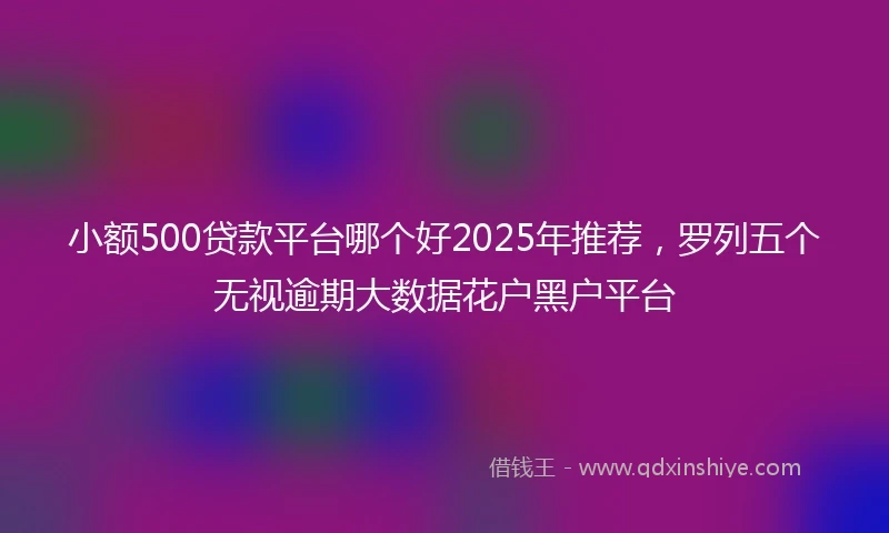 小额500贷款平台哪个好2025年推荐，罗列五个无视逾期大数据花户黑户平台