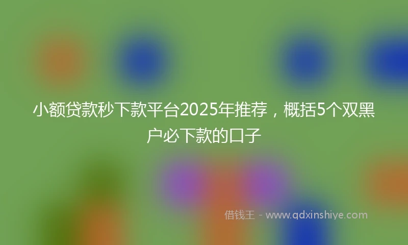 小额贷款秒下款平台2025年推荐，概括5个双黑户必下款的口子