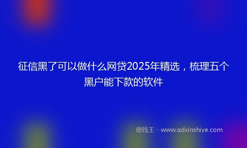 征信黑了可以做什么网贷2025年精选，梳理五个黑户能下款的软件