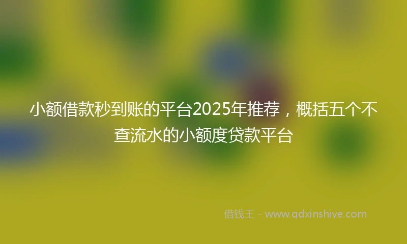 小额借款秒到账的平台2025年推荐，概括五个不查流水的小额度贷款平台