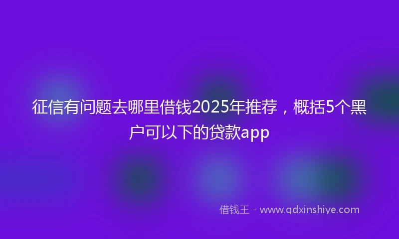 征信有问题去哪里借钱2025年推荐，概括5个黑户可以下的贷款app