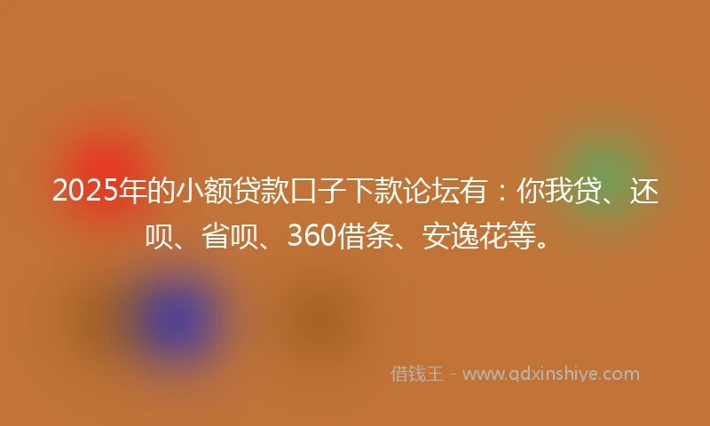2025年的小额贷款口子下款论坛有：你我贷、还呗、省呗、360借条、安逸花等。
