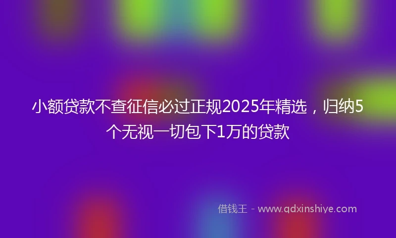 小额贷款不查征信必过正规2025年精选，归纳5个无视一切包下1万的贷款