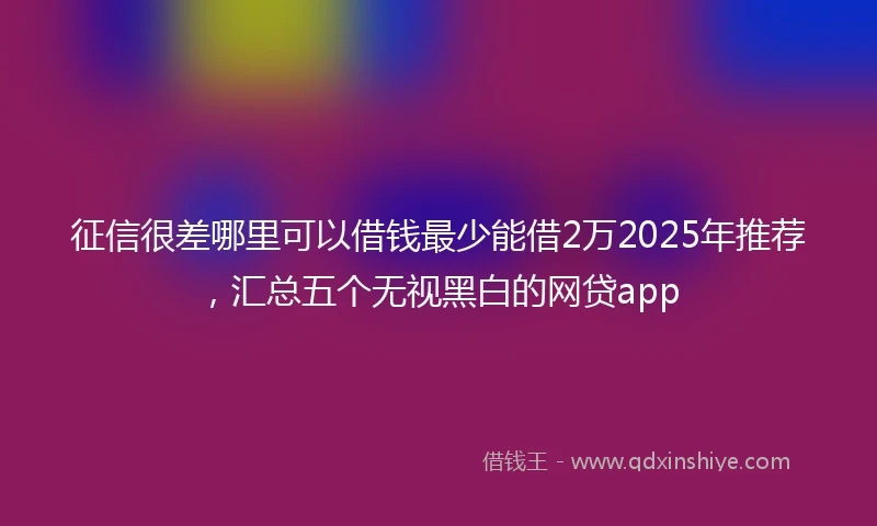 征信很差哪里可以借钱最少能借2万2025年推荐，汇总五个无视黑白的网贷app