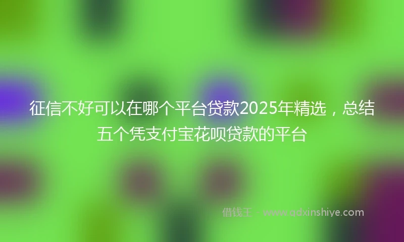 征信不好可以在哪个平台贷款2025年精选,总结五个凭支付宝花呗贷款的平台
