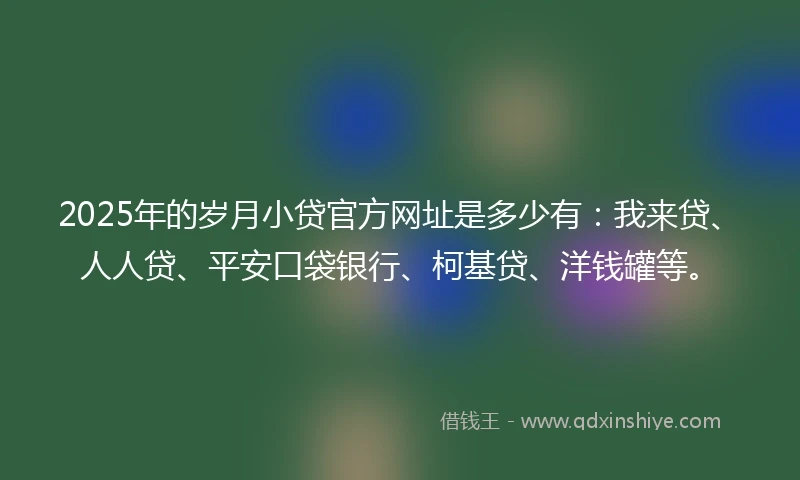 2025年的岁月小贷官方网址是多少有：我来贷、人人贷、平安口袋银行、柯基贷、洋钱罐等。