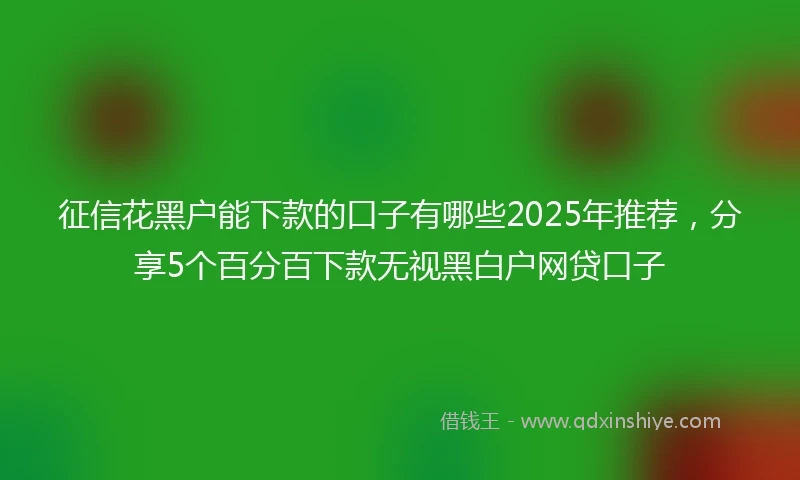征信花黑户能下款的口子有哪些2025年推荐，分享5个百分百下款无视黑白户网贷口子