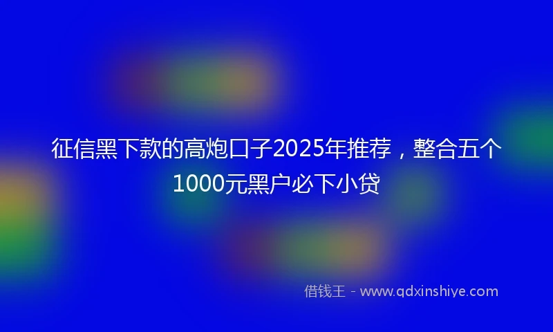 征信黑下款的高炮口子2025年推荐，整合五个1000元黑户必下小贷