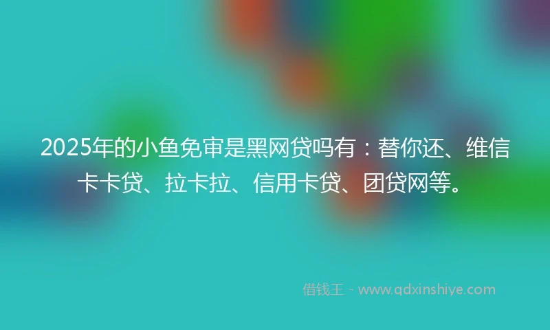 2025年的小鱼免审是黑网贷吗有：替你还、维信卡卡贷、拉卡拉、信用卡贷、团贷网等。