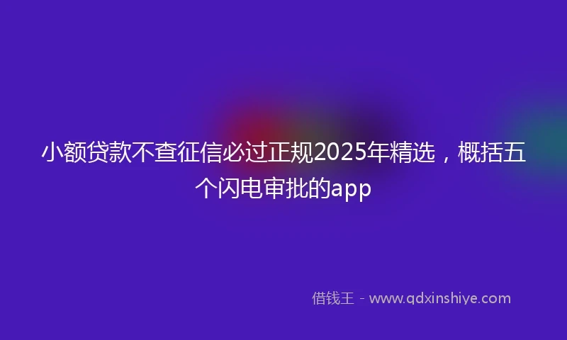 小额贷款不查征信必过正规2025年精选，概括五个闪电审批的app