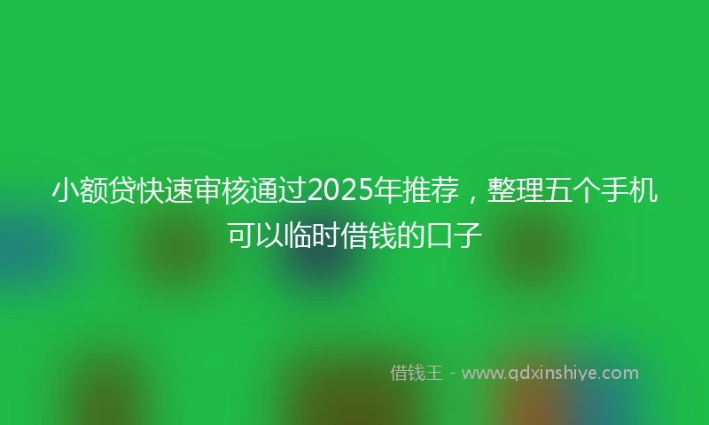 小额贷快速审核通过2025年推荐，整理五个手机可以临时借钱的口子