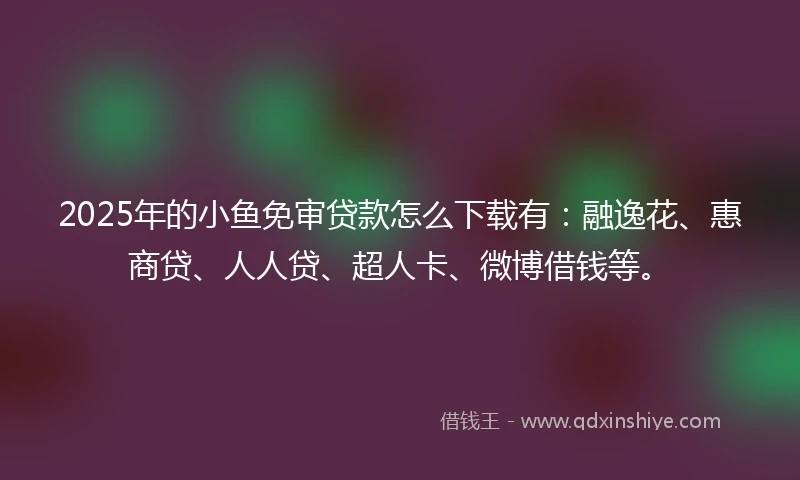2025年的小鱼免审贷款怎么下载有：融逸花、惠商贷、人人贷、超人卡、微博借钱等。