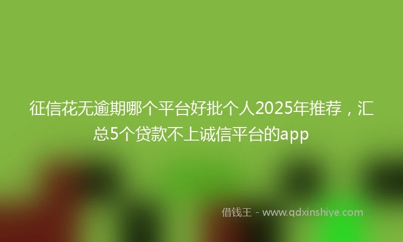 征信花无逾期哪个平台好批个人2025年推荐，汇总5个贷款不上诚信平台的app