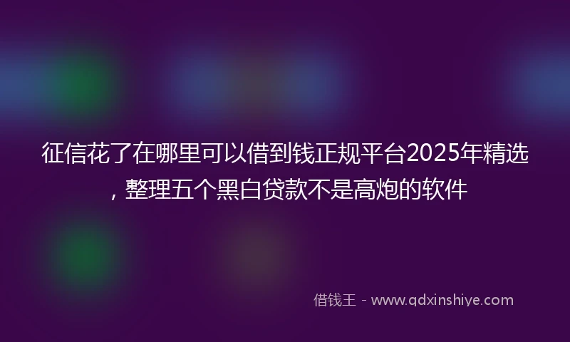 征信花了在哪里可以借到钱正规平台2025年精选，整理五个黑白贷款不是高炮的软件