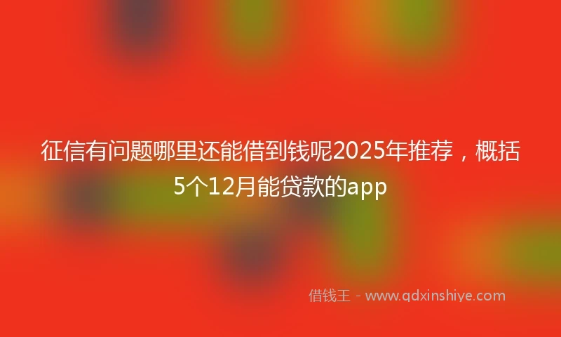 征信有问题哪里还能借到钱呢2025年推荐，概括5个12月能贷款的app