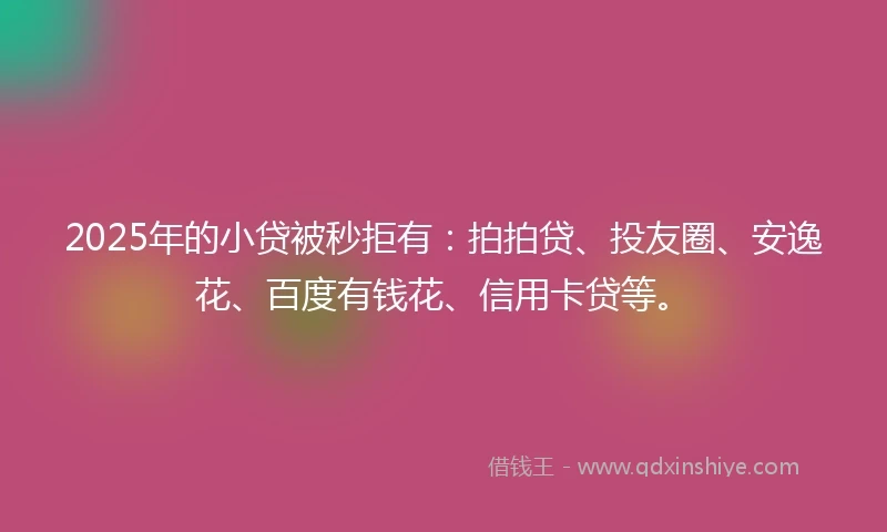 2025年的小贷被秒拒有：拍拍贷、投友圈、安逸花、百度有钱花、信用卡贷等。