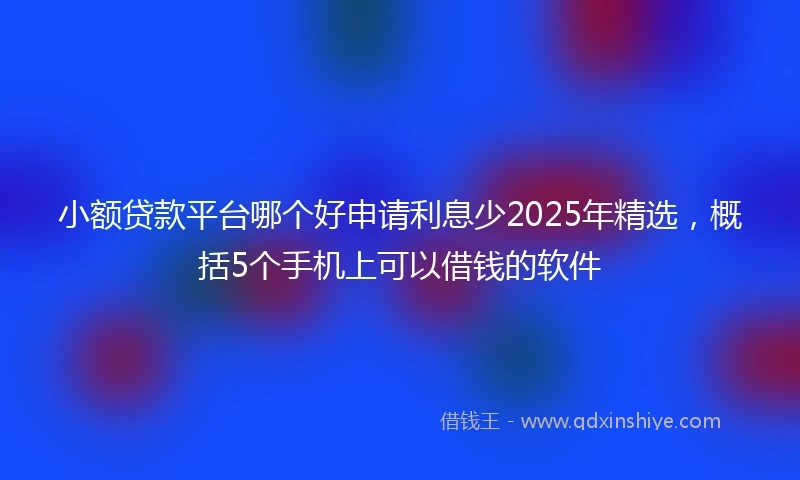 小额贷款平台哪个好申请利息少2025年精选，概括5个手机上可以借钱的软件