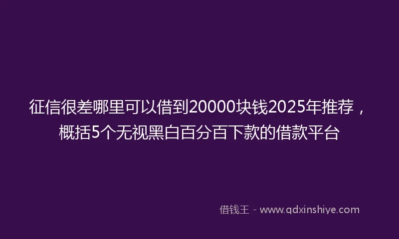 征信很差哪里可以借到20000块钱2025年推荐，概括5个无视黑白百分百下款的借款平台