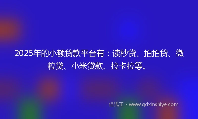 2025年的小额贷款平台有：读秒贷、拍拍贷、微粒贷、小米贷款、拉卡拉等。