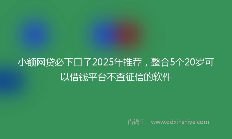 小额网贷必下口子2025年推荐，整合5个20岁可以借钱平台不查征信的软件