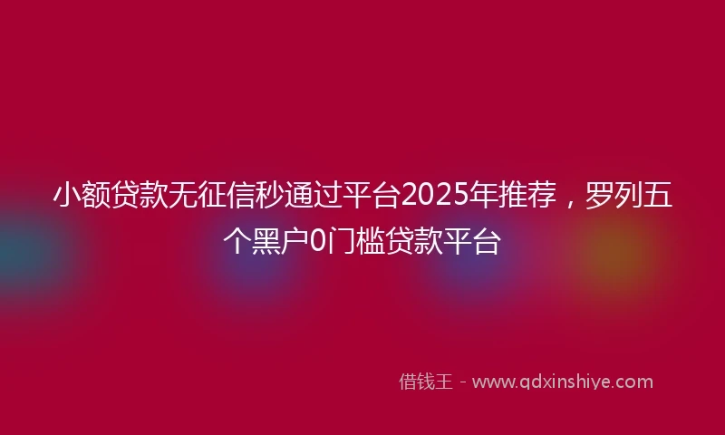 小额贷款无征信秒通过平台2025年推荐，罗列五个黑户0门槛贷款平台