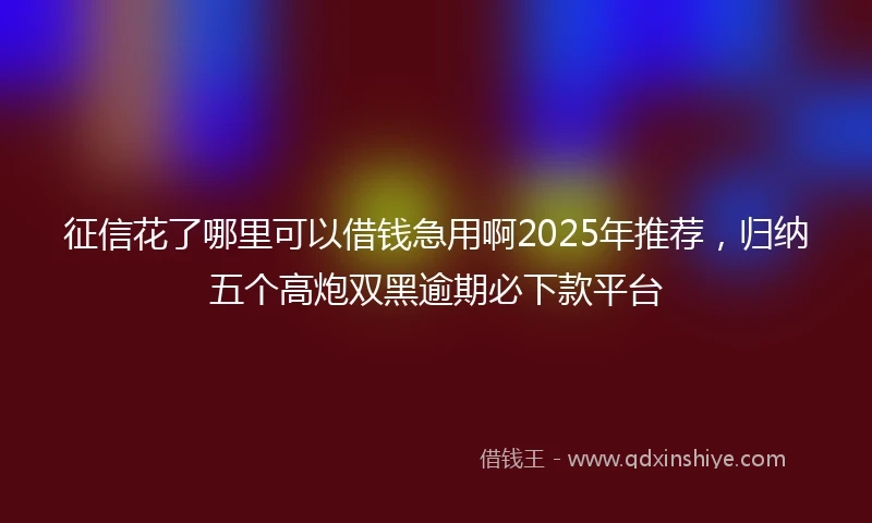 征信花了哪里可以借钱急用啊2025年推荐，归纳五个高炮双黑逾期必下款平台