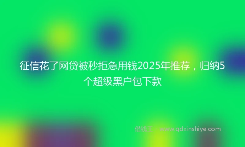 征信花了网贷被秒拒急用钱2025年推荐，归纳5个超级黑户包下款