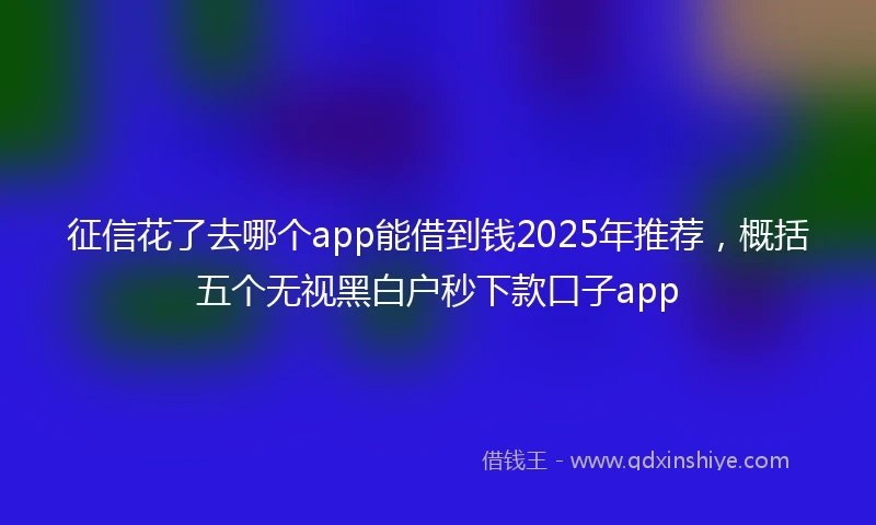 征信花了去哪个app能借到钱2025年推荐，概括五个无视黑白户秒下款口子app