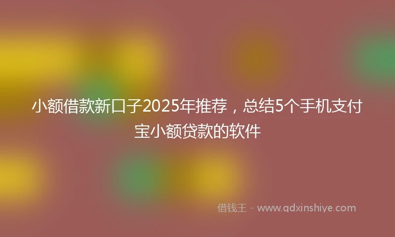 小额借款新口子2025年推荐，总结5个手机支付宝小额贷款的软件