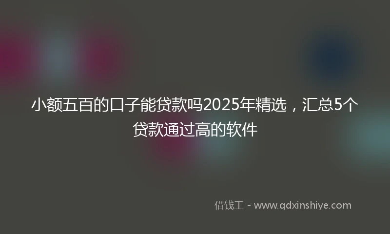 小额五百的口子能贷款吗2025年精选，汇总5个贷款通过高的软件