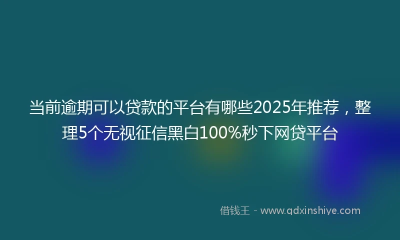 当前逾期可以贷款的平台有哪些2025年推荐，整理5个无视征信黑白100%秒下网贷平台