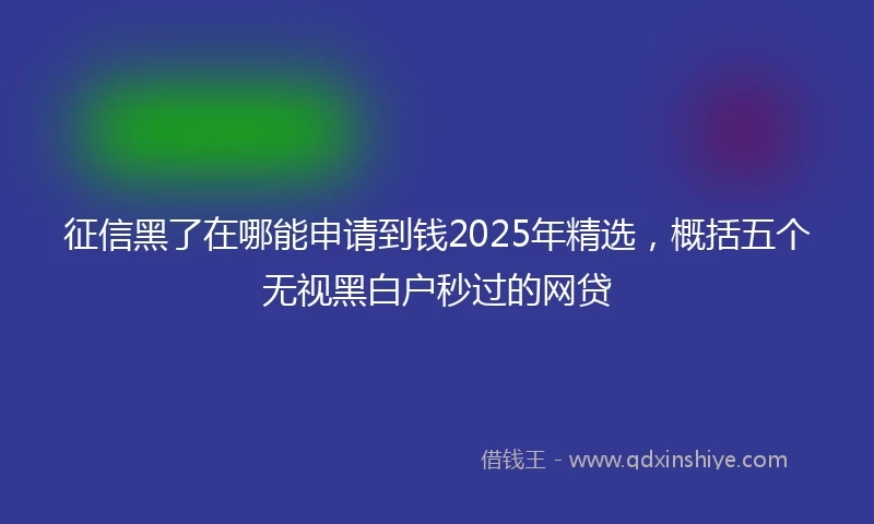 征信黑了在哪能申请到钱2025年精选，概括五个无视黑白户秒过的网贷