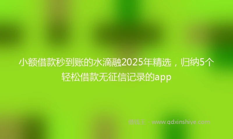小额借款秒到账的水滴融2025年精选，归纳5个轻松借款无征信记录的app