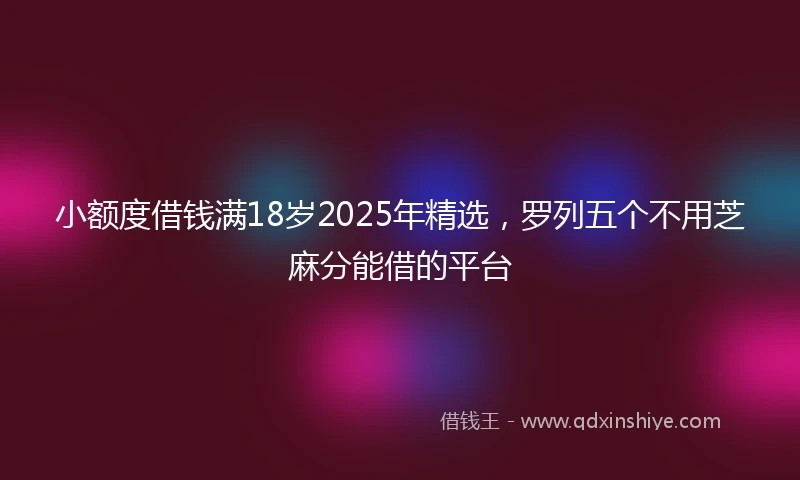 小额度借钱满18岁2025年精选，罗列五个不用芝麻分能借的平台