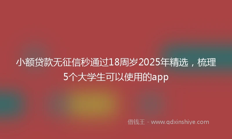 小额贷款无征信秒通过18周岁2025年精选，梳理5个大学生可以使用的app