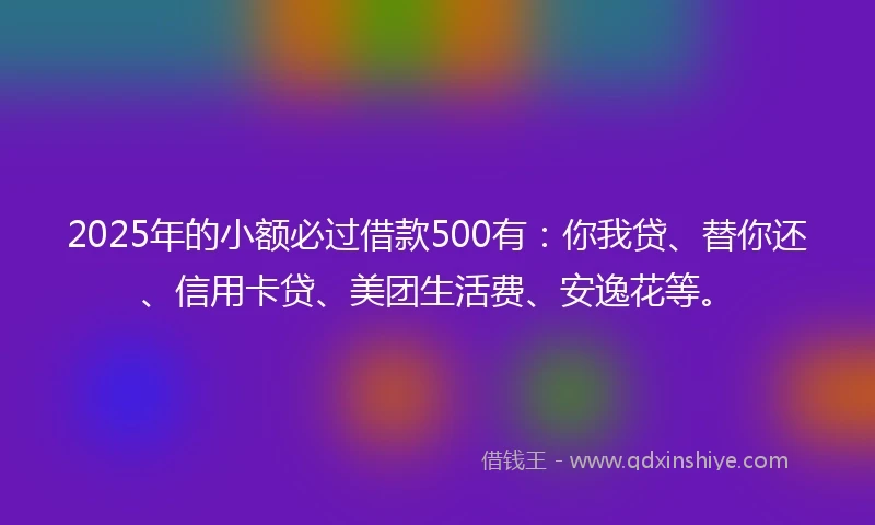 2025年的小额必过借款500有：你我贷、替你还、信用卡贷、美团生活费、安逸花等。
