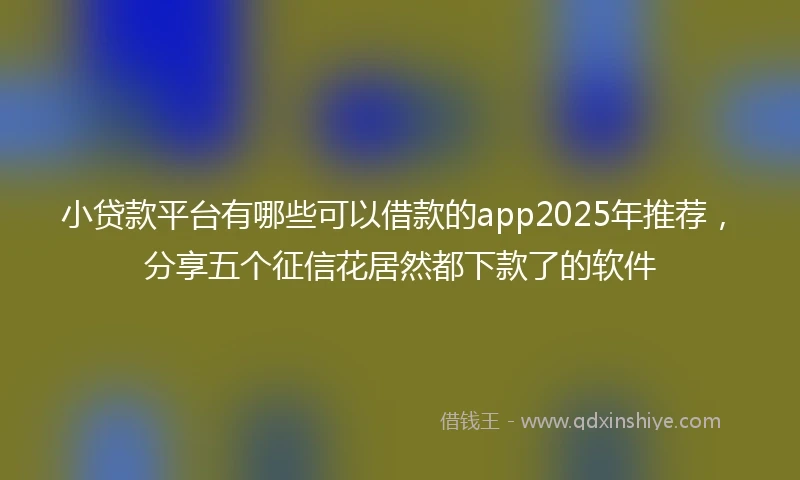小贷款平台有哪些可以借款的app2025年推荐，分享五个征信花居然都下款了的软件