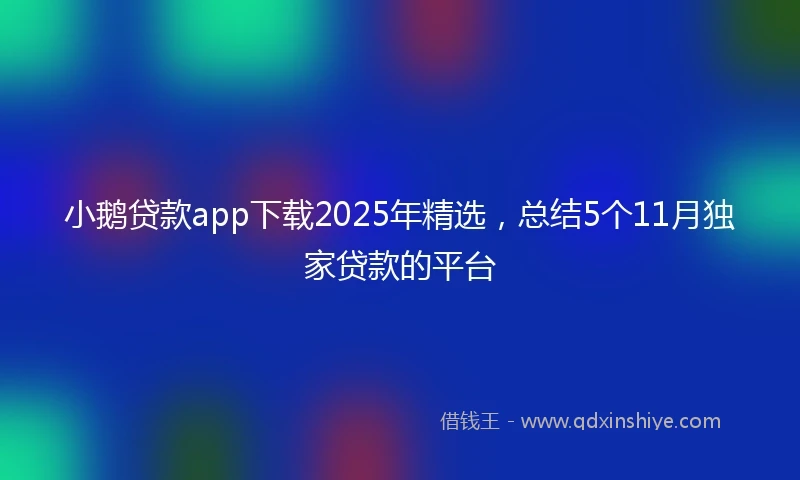 小鹅贷款app下载2025年精选，总结5个11月独家贷款的平台