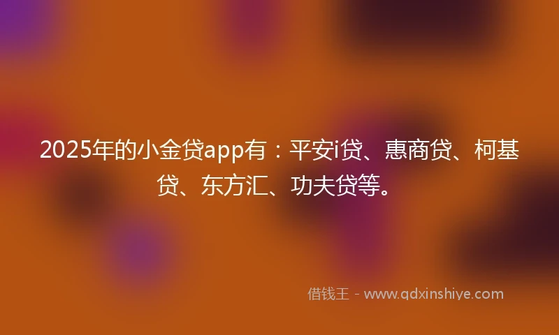 2025年的小金贷app有：平安i贷、惠商贷、柯基贷、东方汇、功夫贷等。