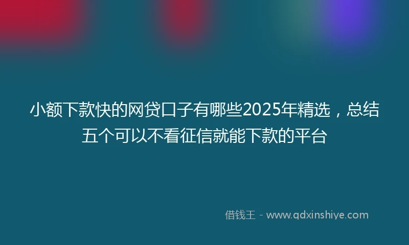 小额下款快的网贷口子有哪些2025年精选，总结五个可以不看征信就能下款的平台