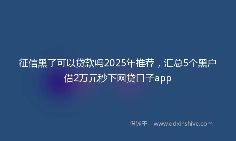 征信黑了可以贷款吗2025年推荐，汇总5个黑户借2万元秒下网贷口子app