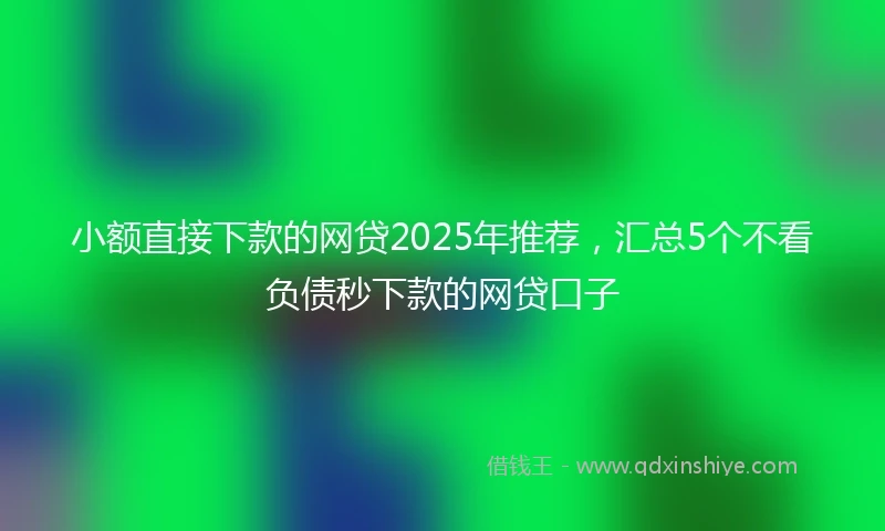 小额直接下款的网贷2025年推荐，汇总5个不看负债秒下款的网贷口子