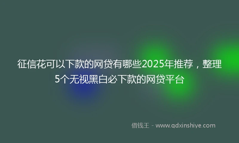 征信花可以下款的网贷有哪些2025年推荐，整理5个无视黑白必下款的网贷平台